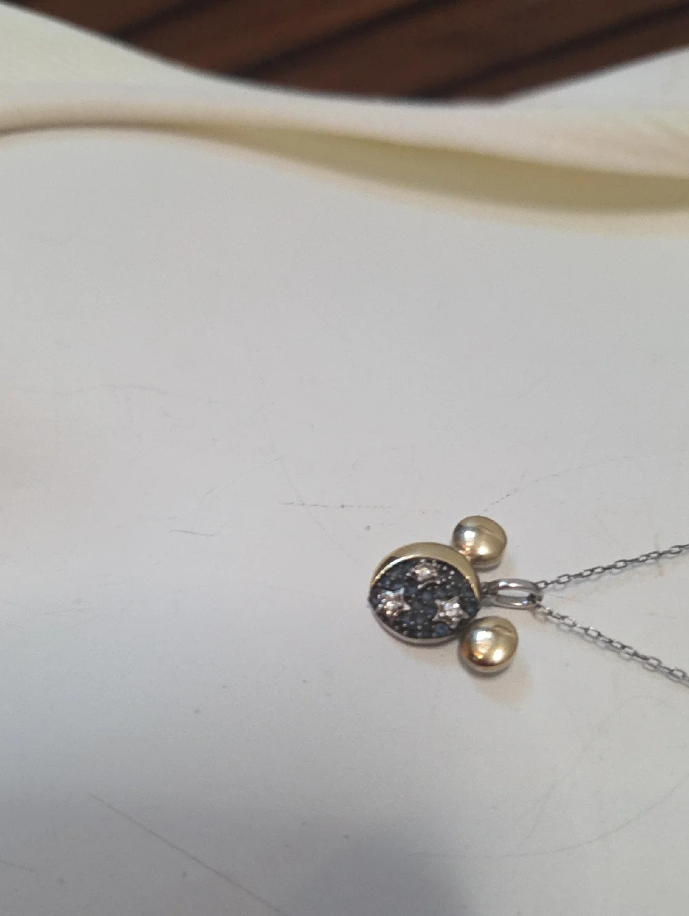 Disney Silver Tone Delicate Chain Necklace Silver 925 Mickie Mouse 925 And 10 K